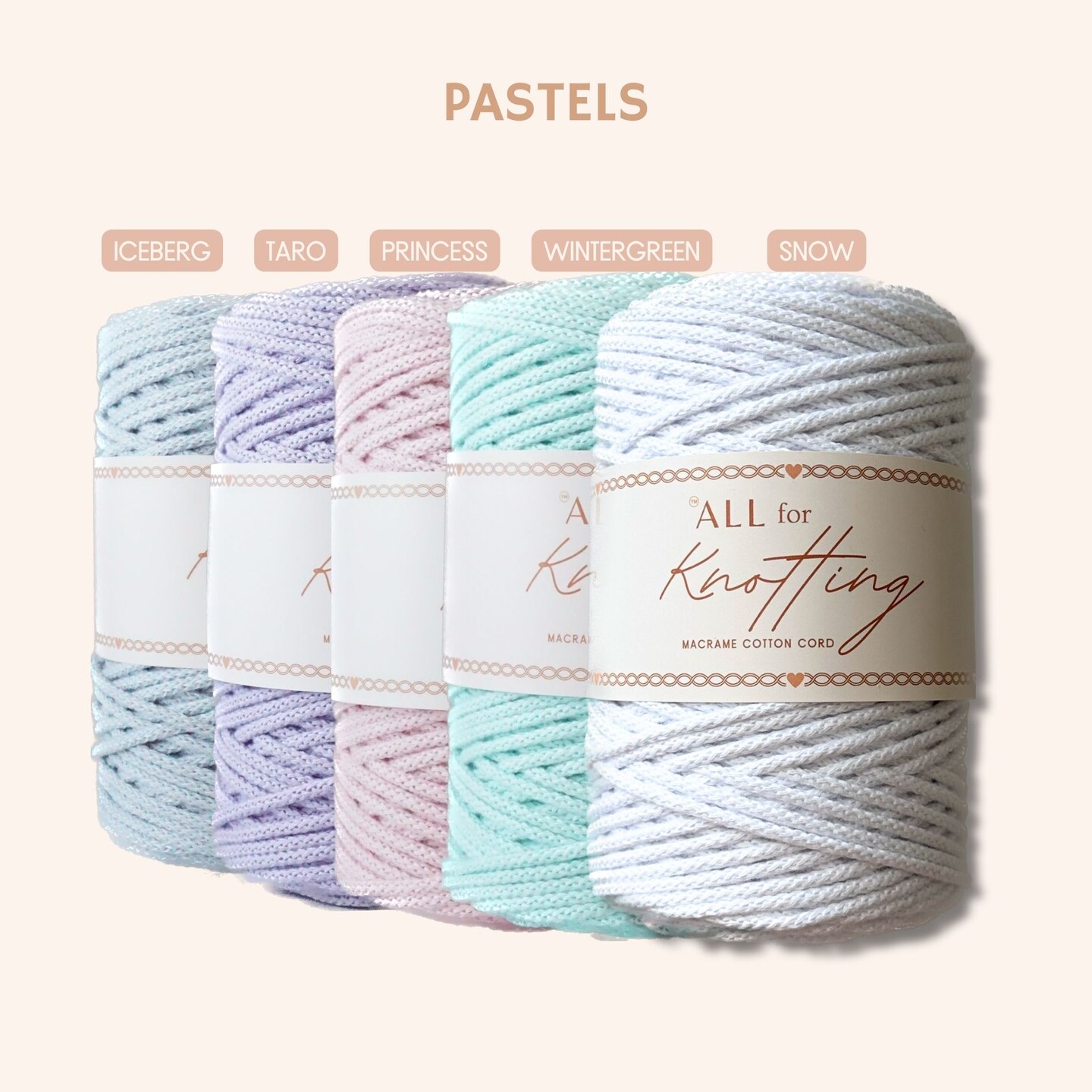 5mm Braided Cords for Macrame, approx 390ft/130yds - All for Knotting