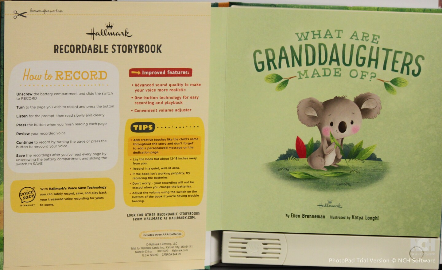 Hallmark What Are Granddaughters Made Of? Recordable Storybook