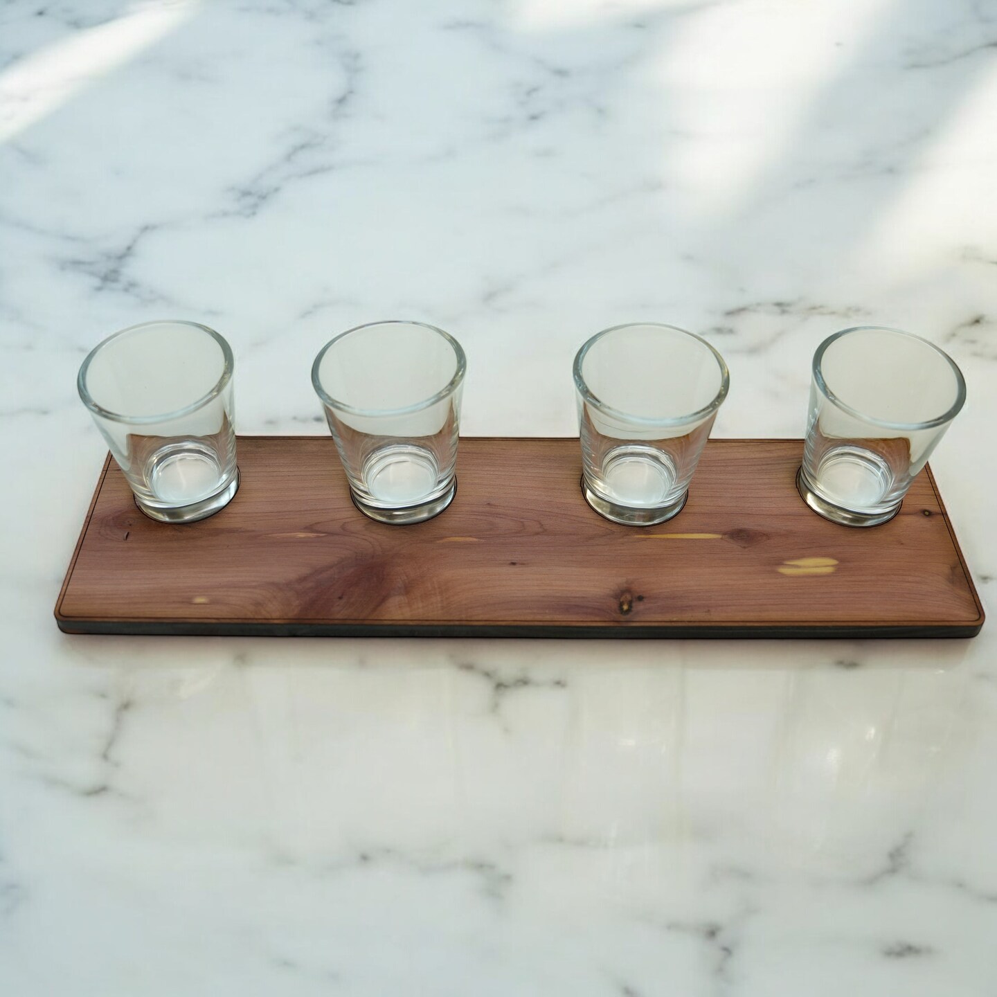 Flight Board with 4 shot glasses