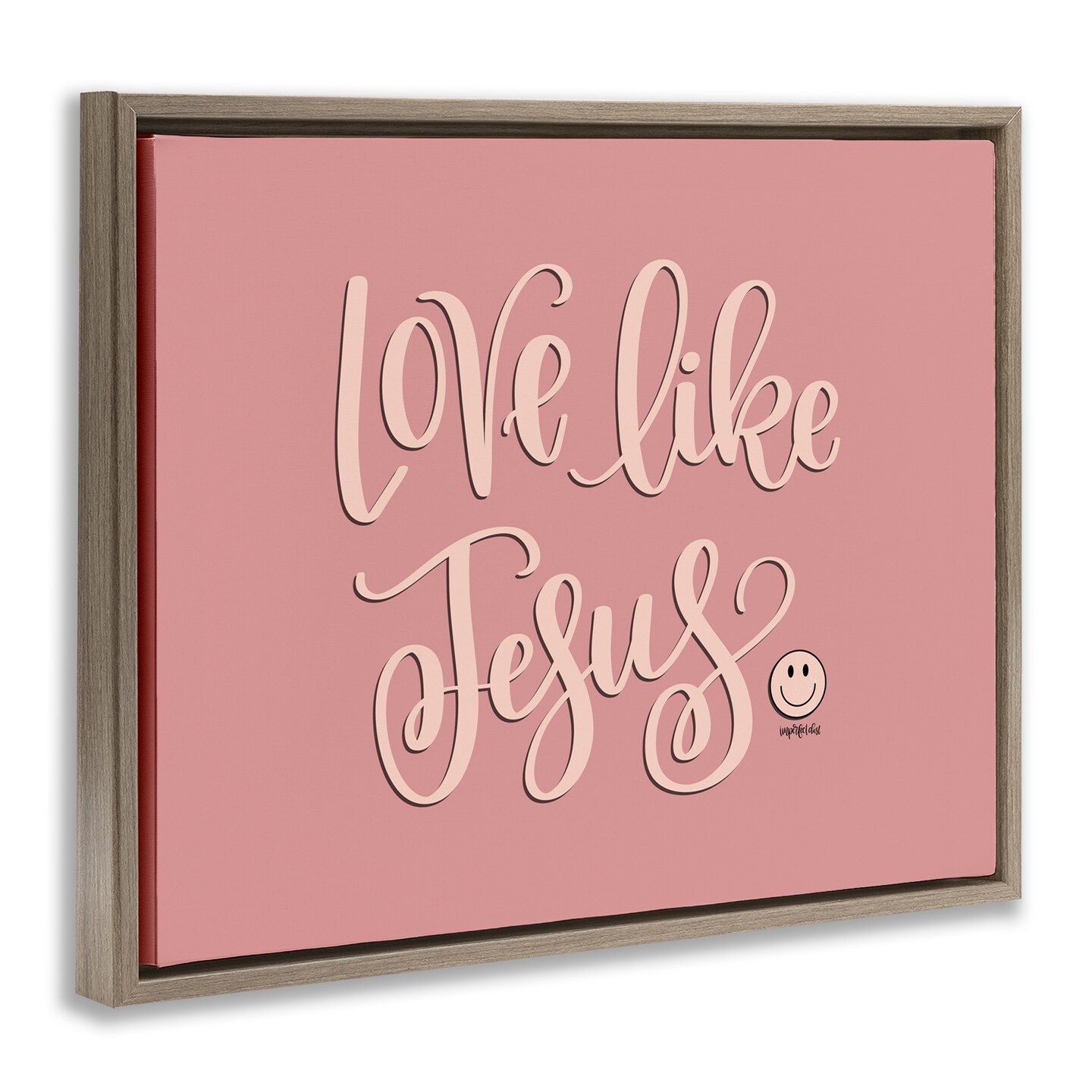 Stupell Industries Pink Love Like Jesus Floater Framed Canvas Wall Art Design by Imperfect Dust
