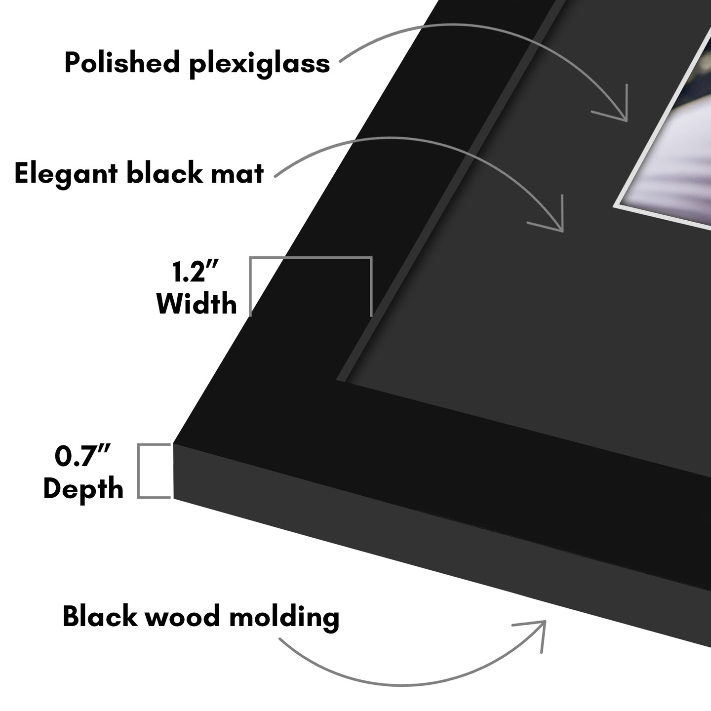 Americanflat Black Poster Frame with Black Mat - Engineered Wood Picture Frame with Plexiglass Front Cover - Wide Picture Frame