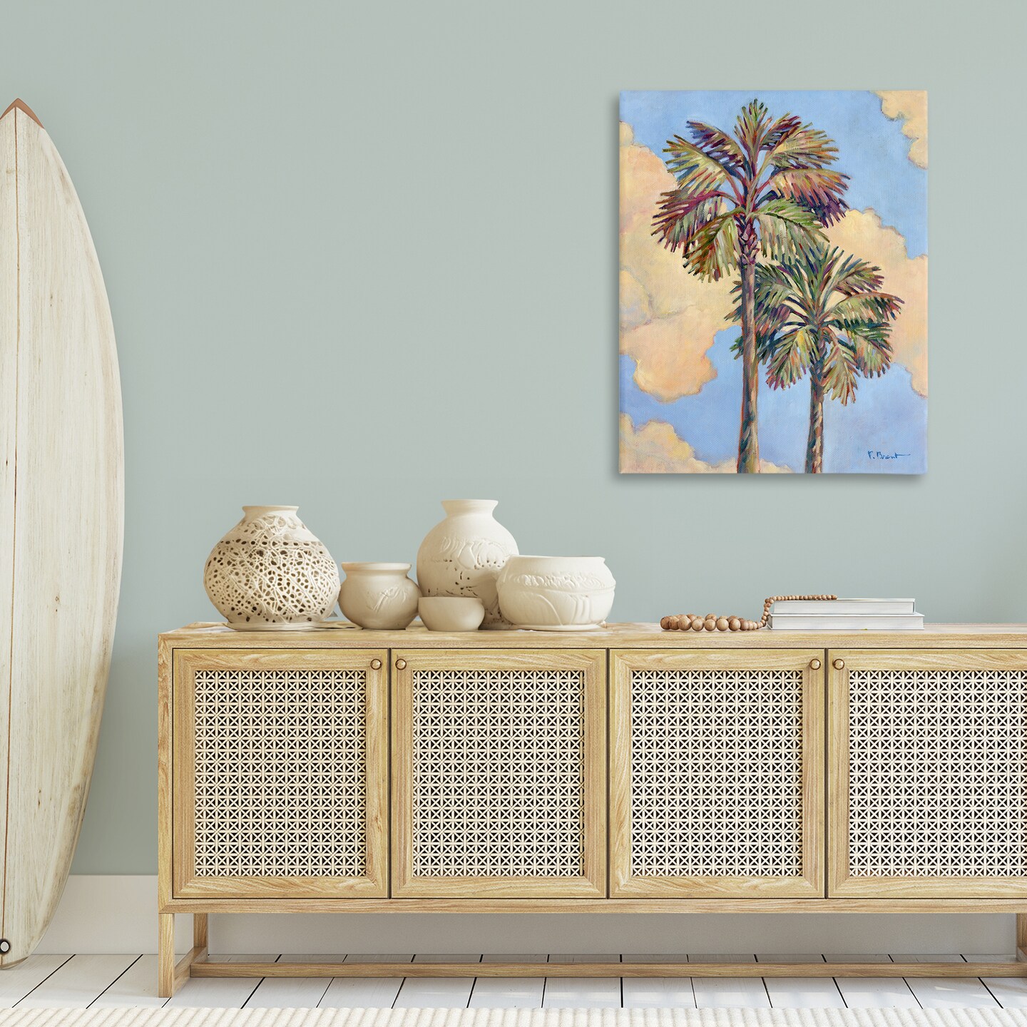 Stupell Industries Two Palm Trees & Clouds Canvas Wall Art Design by Paul Brent