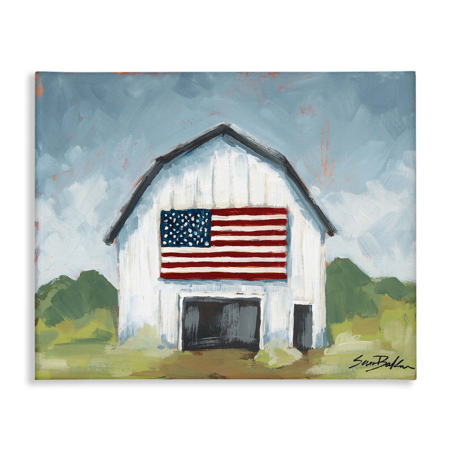 Stupell Industries Patriotic Country Barn Canvas Wall Art Design by Sara Baker