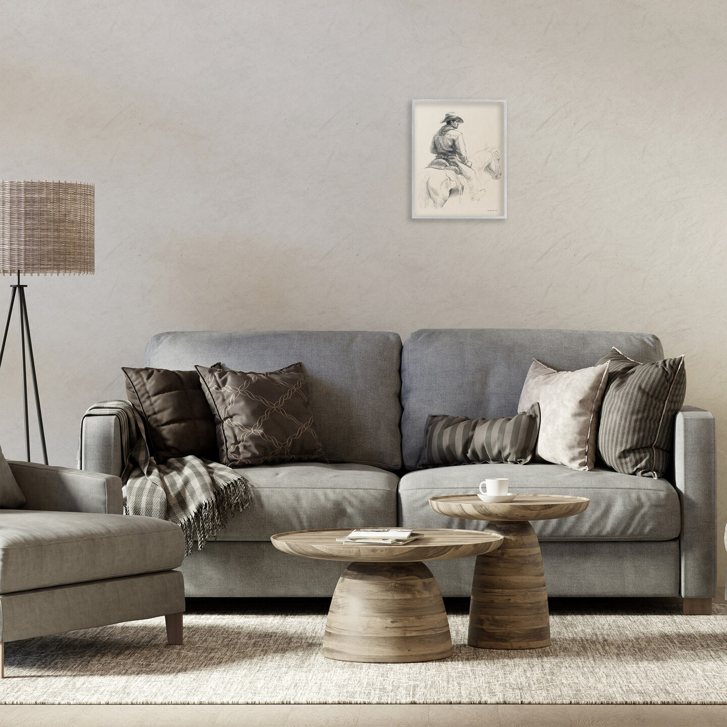 Stupell Industries Cowboy & Horse Sketch Framed Giclee Wall Art Design by Danhui Nai