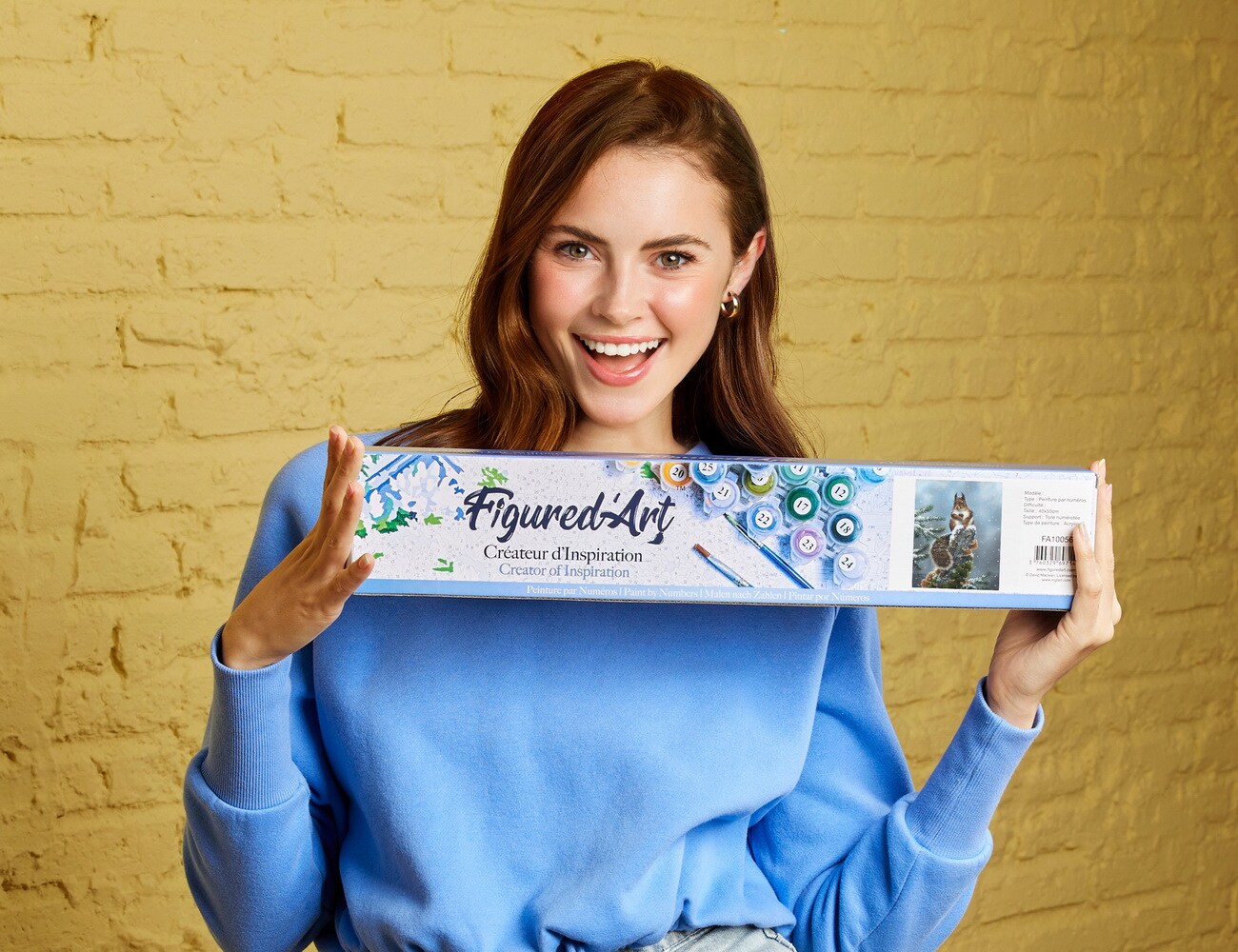 Figured&#x27;Art Paint by Numbers Kit for Adults Perched Squirrel 16&#x22;x20&#x22; - Craft Art Painting DIY Kit Rolled Canvas without frame