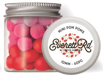 Everett Rd. by Cathe Holden Mini Red and Pink Pom Poms in a Jar