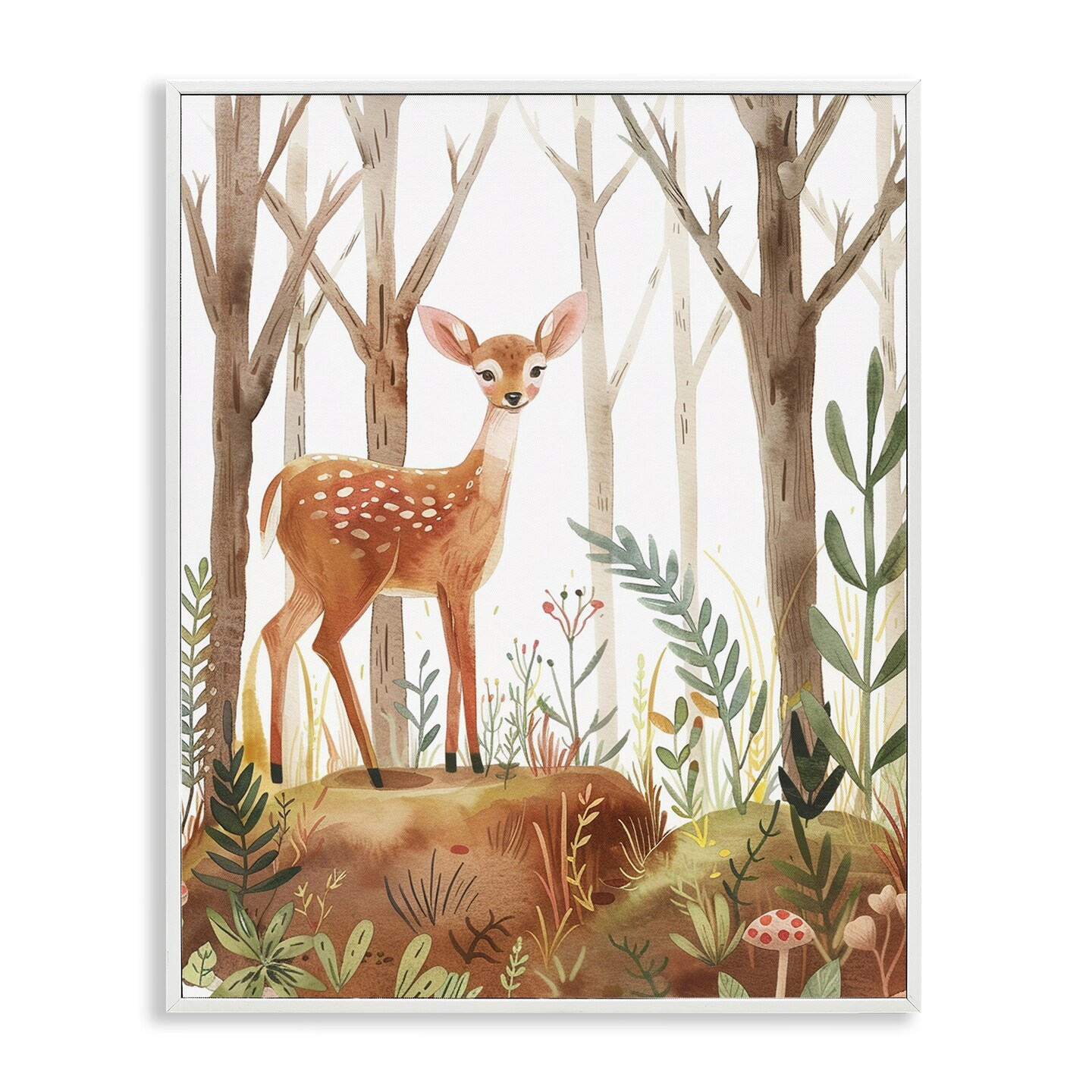 Stupell Industries Soft Woodland Deer Framed Giclee Wall Art Design by LSR Design Studio