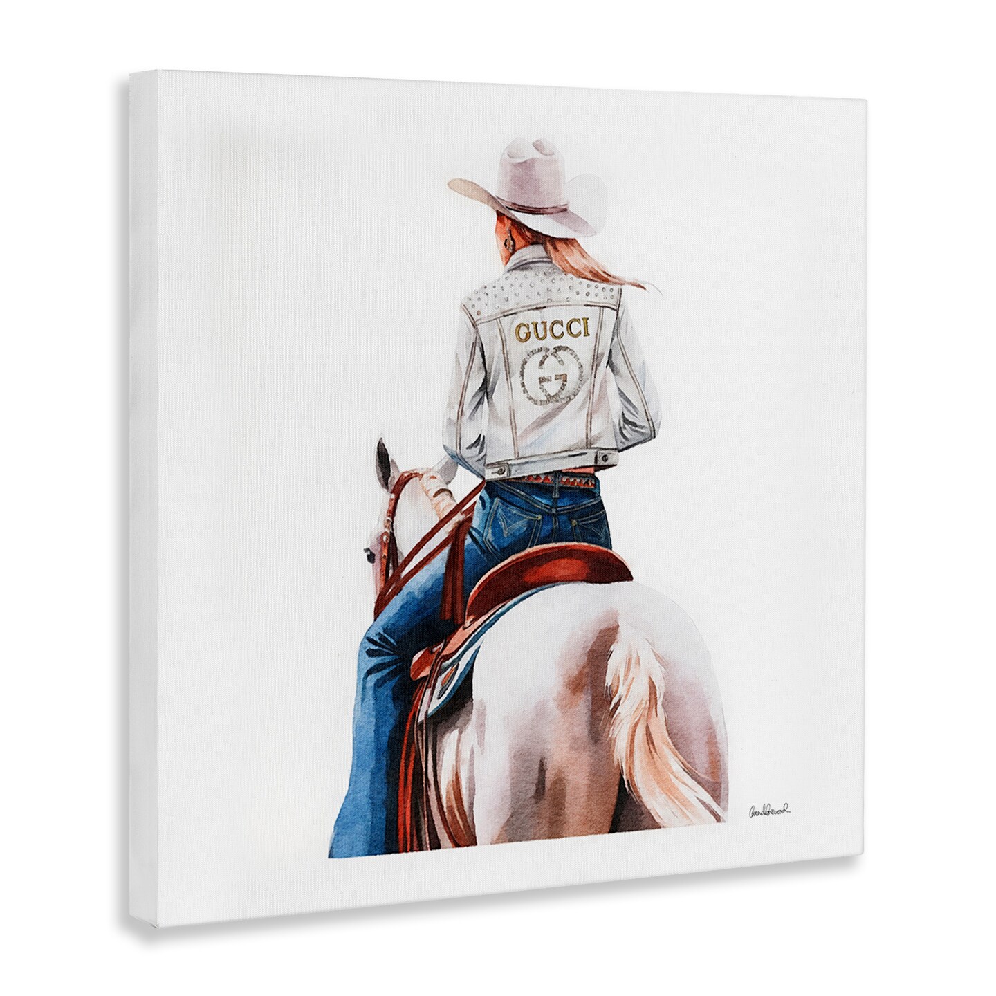 Stupell Industries Glitzy Cowgirl White Horse Canvas Wall Art Design by Amanda Greenwood