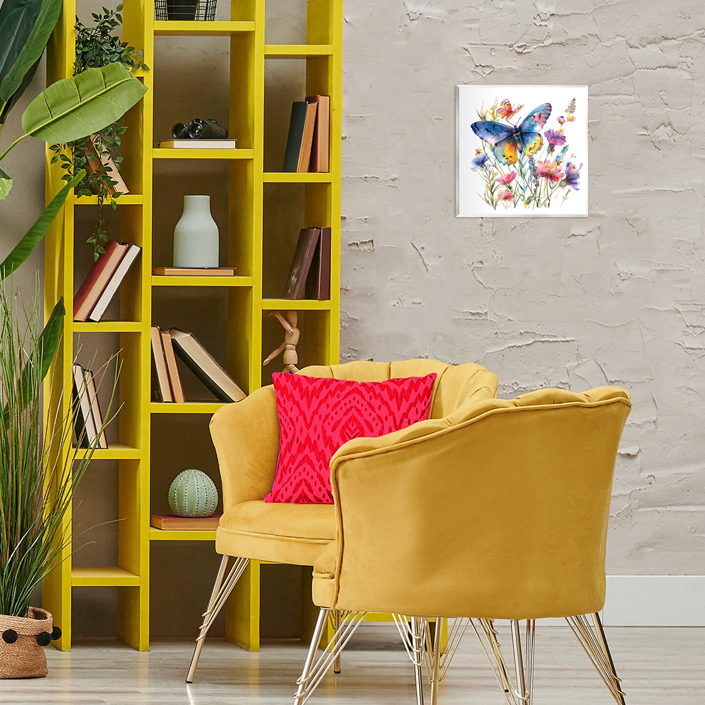 Stupell Industries Blue Toned Butterfly Garden Wall Plaque Art Design by LSR Design Studio