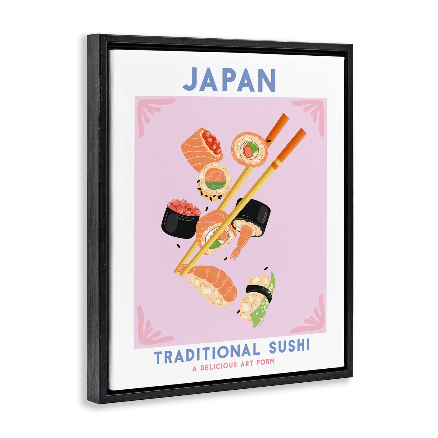 Stupell Industries Japanese Traditional Sushi Floater Framed Canvas Wall Art Design by Omar Escalante