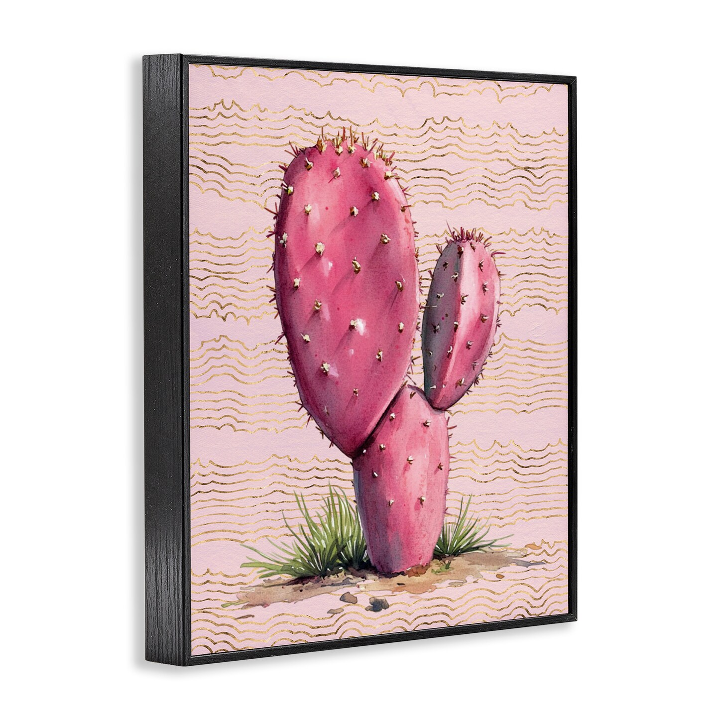 Stupell Industries Pink Prickly Pear Cactus Framed Giclee Wall Art Design by Lettered and Lined