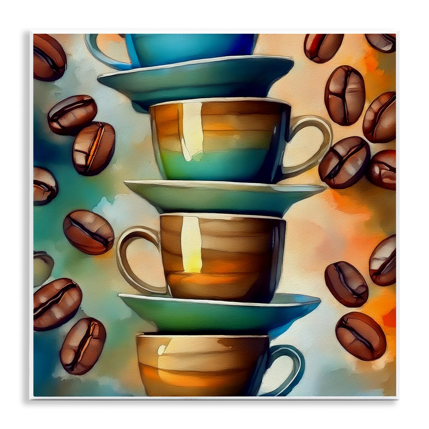 Stupell Industries Ceramic Teacups & Coffee Wall Plaque Art Design by Alina Georgescu