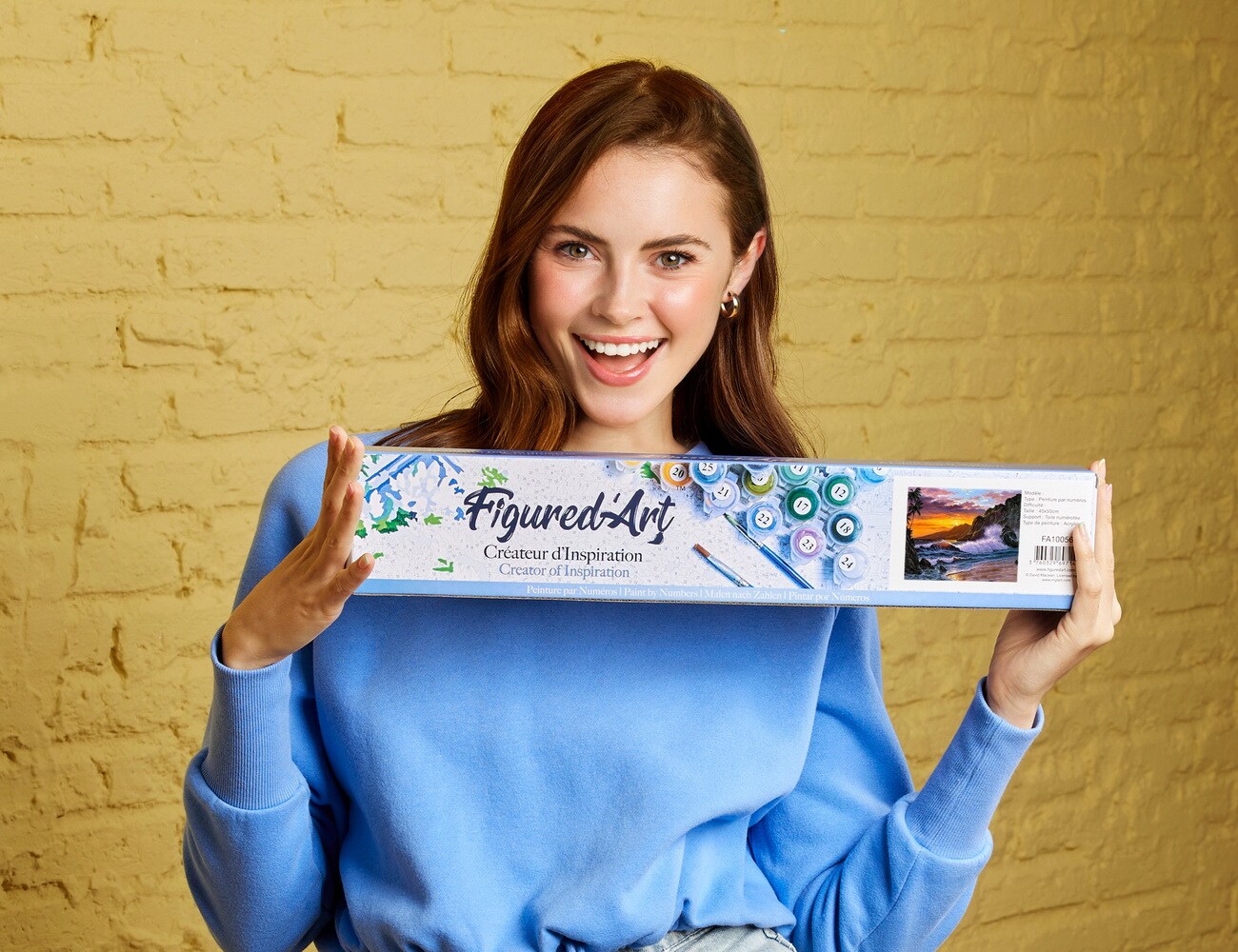 Figured'Art Paint by Numbers for Adults Cliff and Waves 16"x20" - Craft Art Painting DIY Kit Rolled Canvas without frame