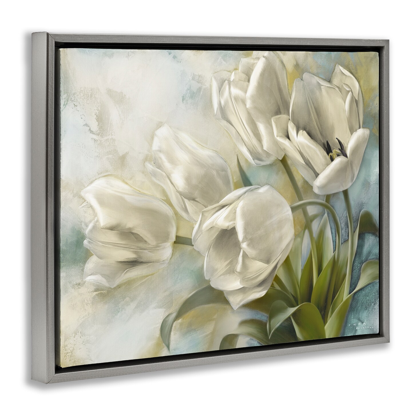 Stupell Industries Curling Tulip Blooms Floater Framed Canvas Wall Art Design by Igor Levashov