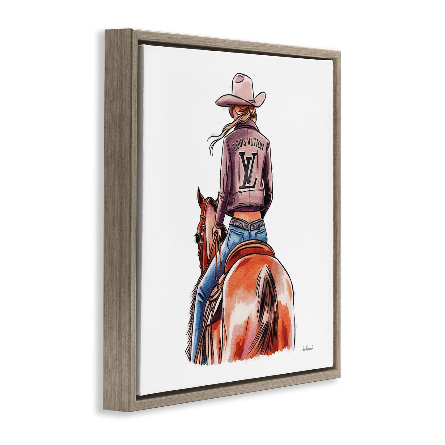 Stupell Industries Equestrian Glam Cowgirl Floater Framed Canvas Wall Art Design by Amanda Greenwood