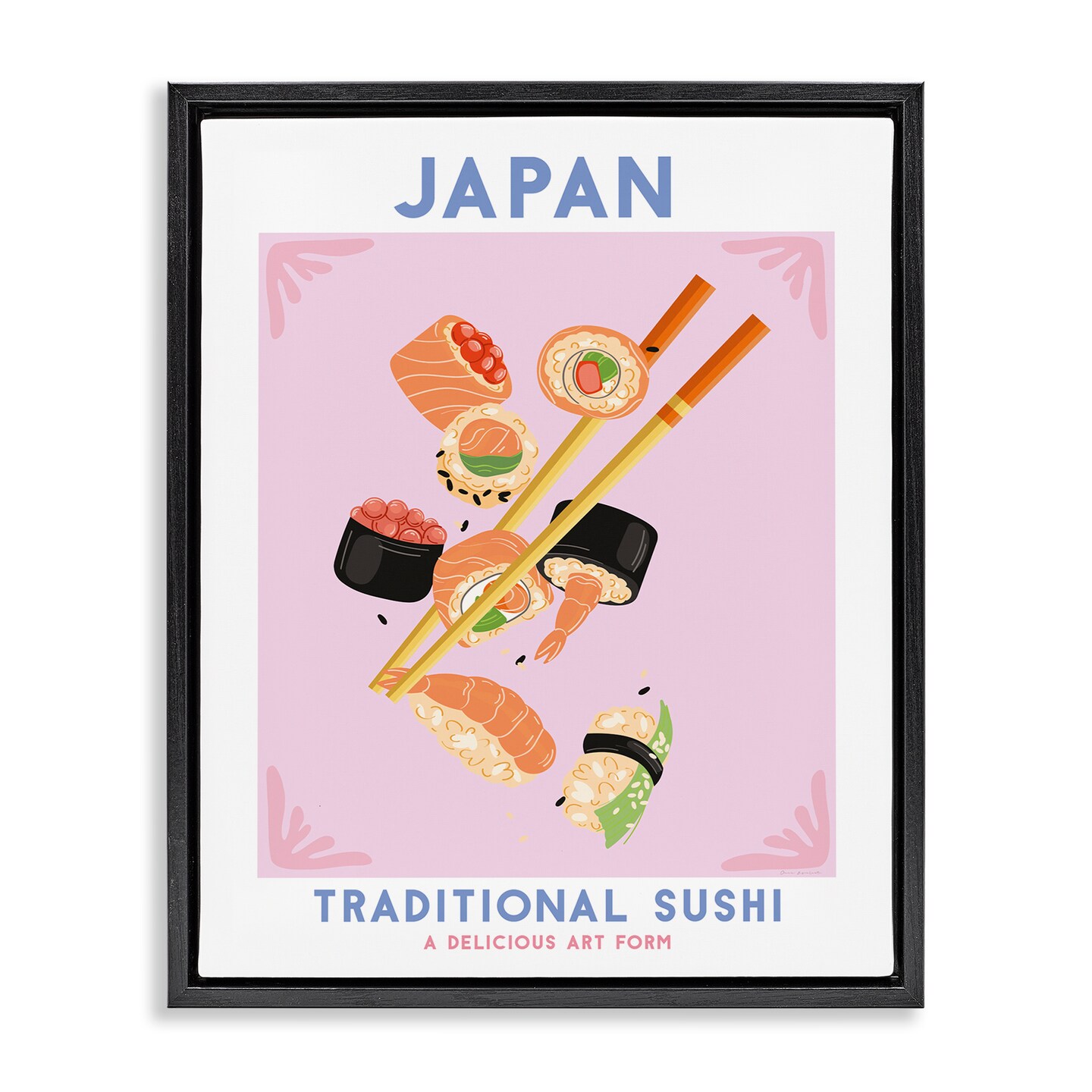 Stupell Industries Japanese Traditional Sushi Floater Framed Canvas Wall Art Design by Omar Escalante