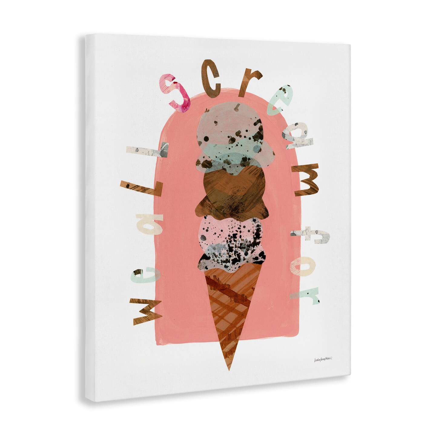 Stupell Industries All Scream For Ice Cream Canvas Wall Art Design by Haley Knighten