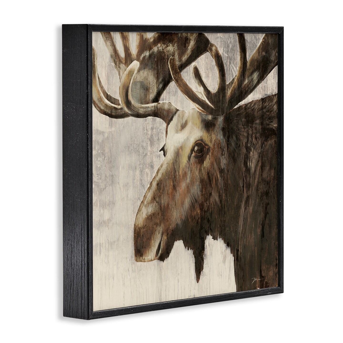 Stupell Industries Forest Moose Distressed Framed Giclee Wall Art Design by Liz Jardine