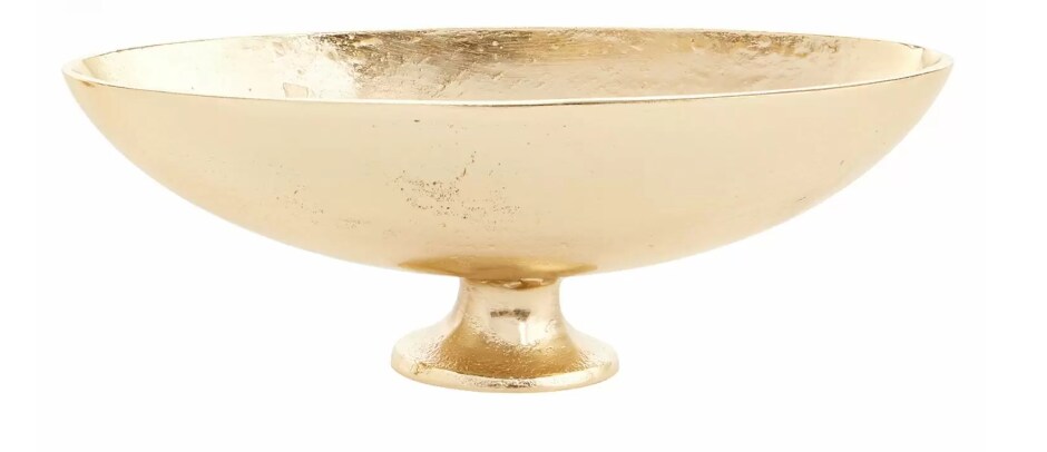 Gold Metal Compote Bowl &#x2013; 11&#x22; Pedestal Vase for Floral Arrangements &#x26; Wedding Centerpieces