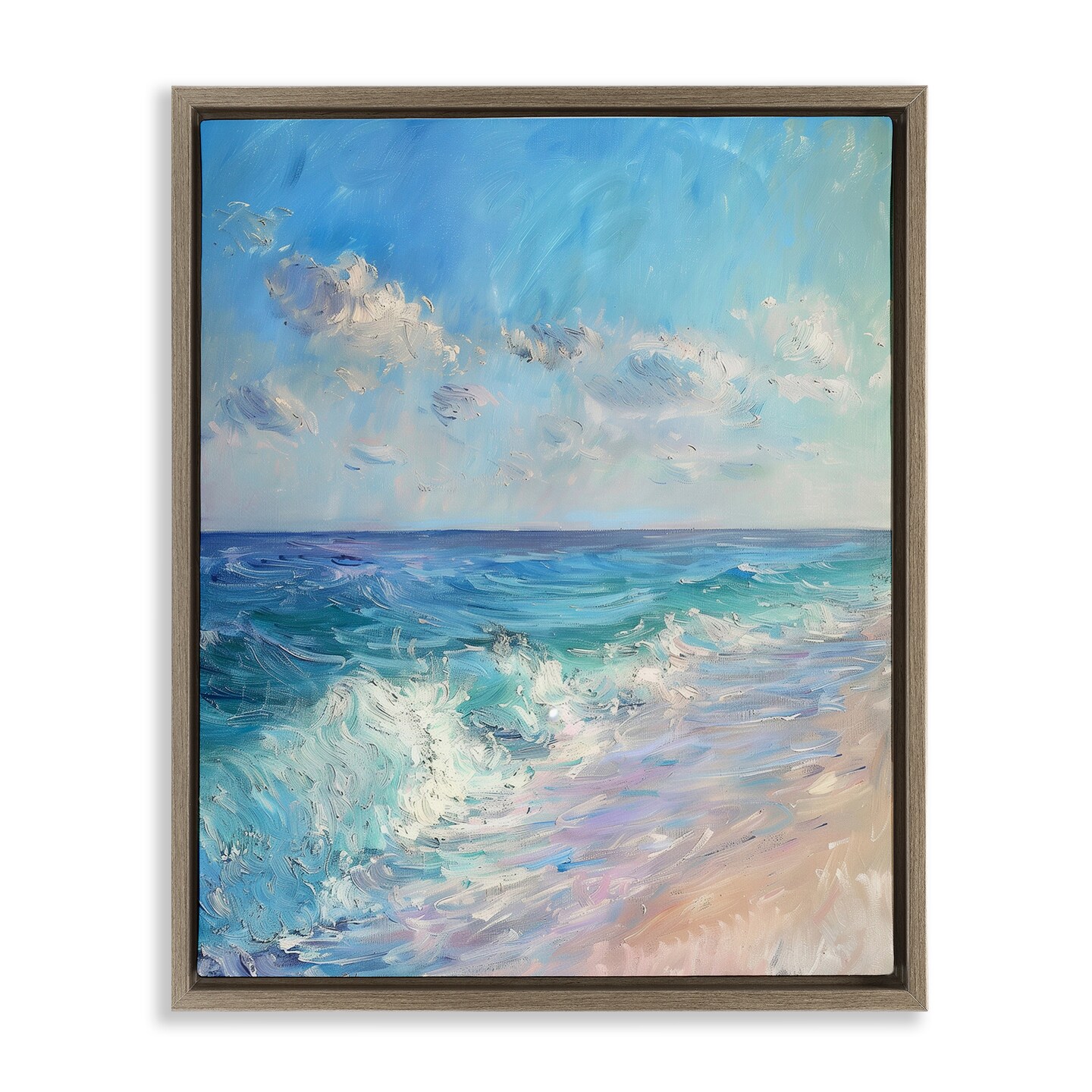 Stupell Industries Soft Ocean Beach Floater Framed Canvas Wall Art Design by LSR Design Studio