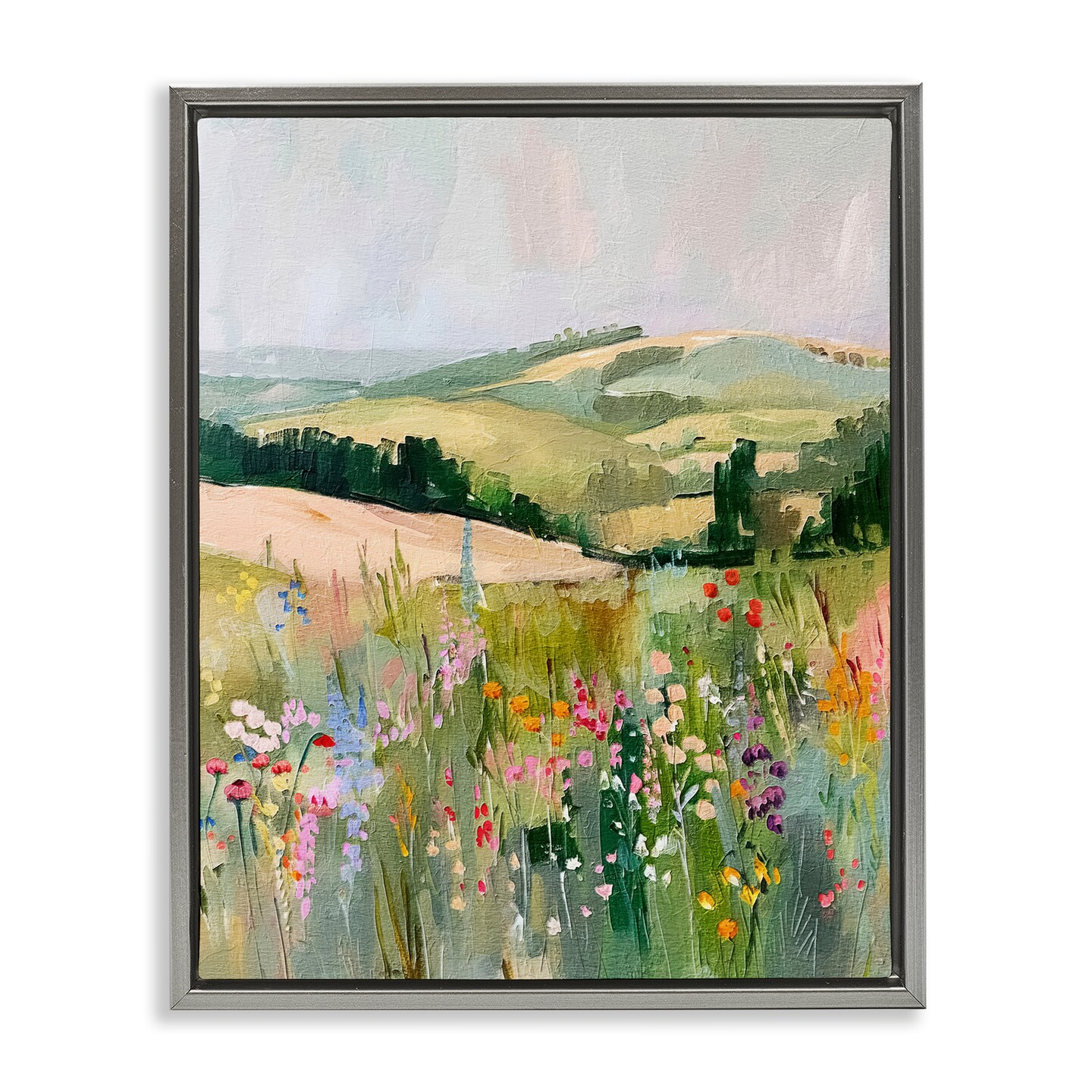 Stupell Industries Pastel Countryside Meadows Floater Framed Canvas Wall Art Design by RileyB