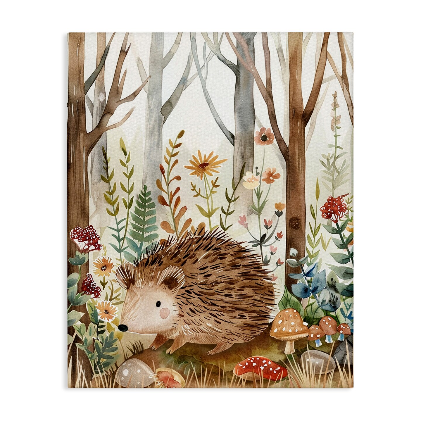 Stupell Industries Soft Woodland Hedgehog Canvas Wall Art Design by LSR Design Studio