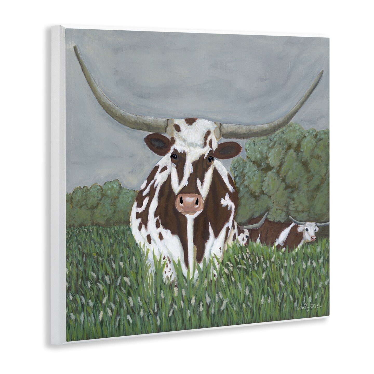 Stupell Industries Spotted Longhorn in Nature Wall Plaque Art Design by Ashley Justice