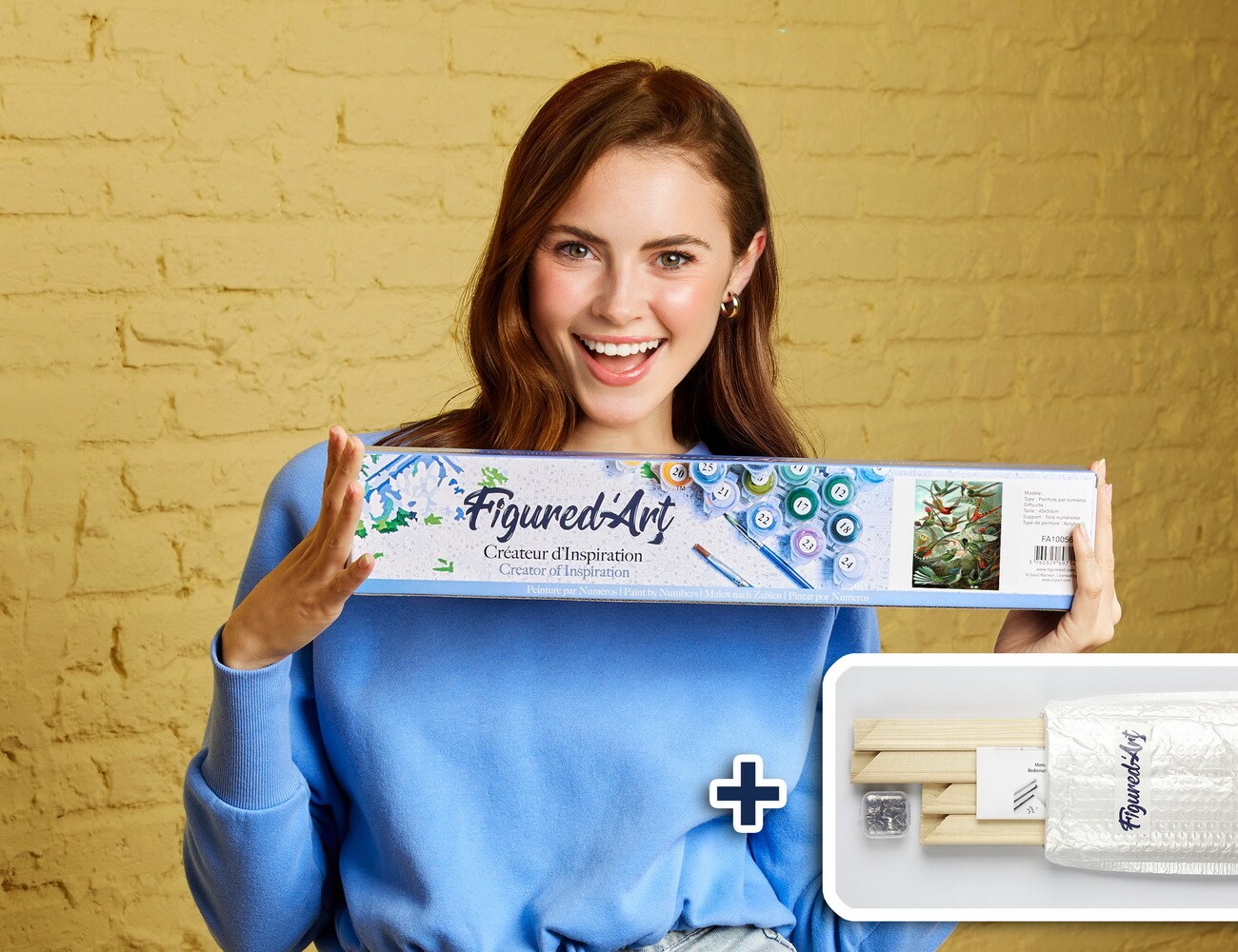 Figured'Art Paint by Numbers Kit for Adults All the Birds 16"x20" - Craft Art Painting Rolled Canvas with DIY wooden frame