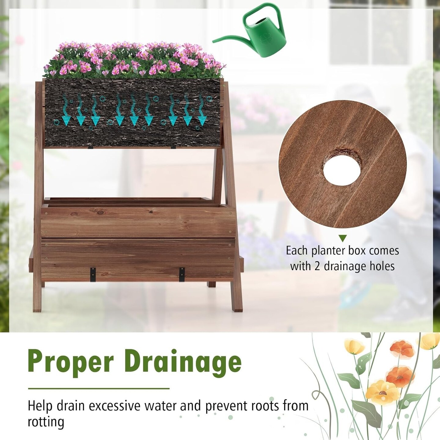 3-Tier 26&#x22; Vertical Raised Garden Bed Stand with Planter Boxes
