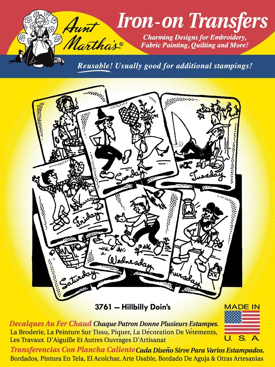 Aunt Martha's Hillbilly Doin's 3761 embroidery iron on pattern