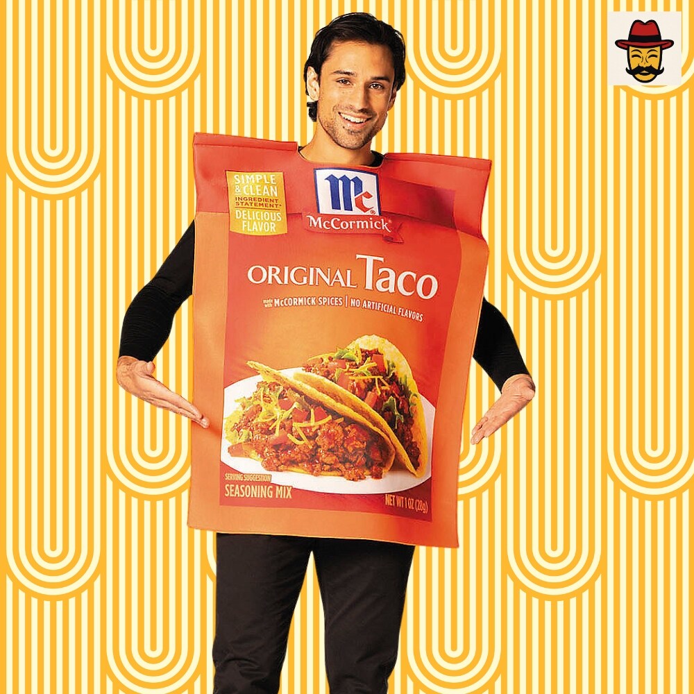 Adults McCormick Taco Seasoning Packet Costume Funny Food Tunic with Realistic Print Front