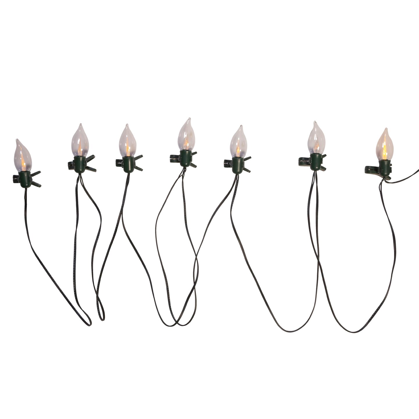 7-Light Battery-Operated Flicker Flame LED Light Set With Clips