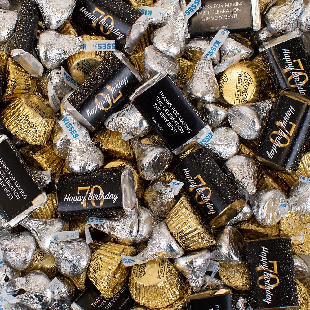 110 pcs 70th Birthday Party Candy Hershey's Chocolate Mix (1.62 lbs) - By Just Candy
