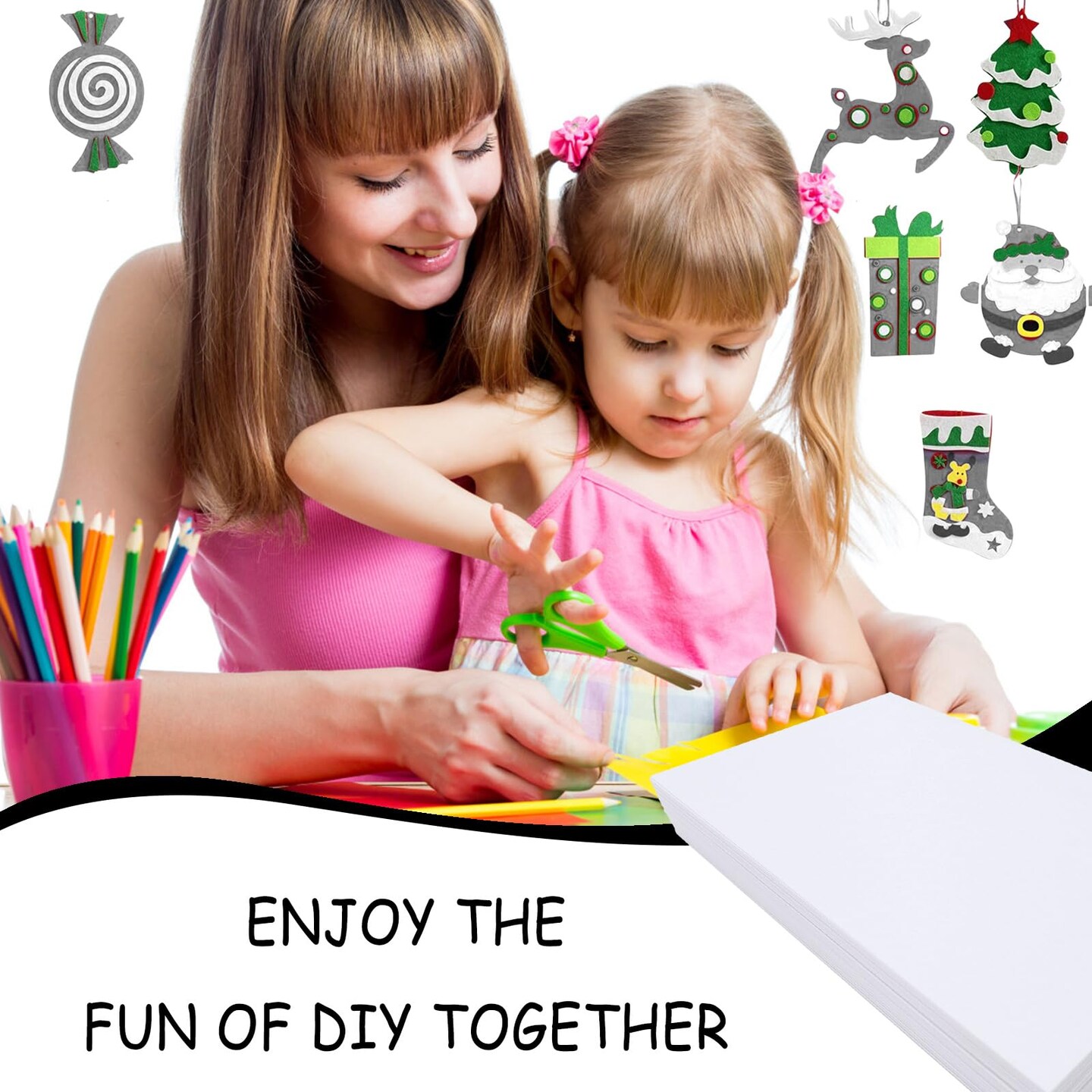 Stiff Felt Sheets, 32 Pcs Felt Fabric, 7"×11.3" Color Felt for Crafts, Craft Felt Square for Sewing Embroidery Handwork and Festivals Party (White)