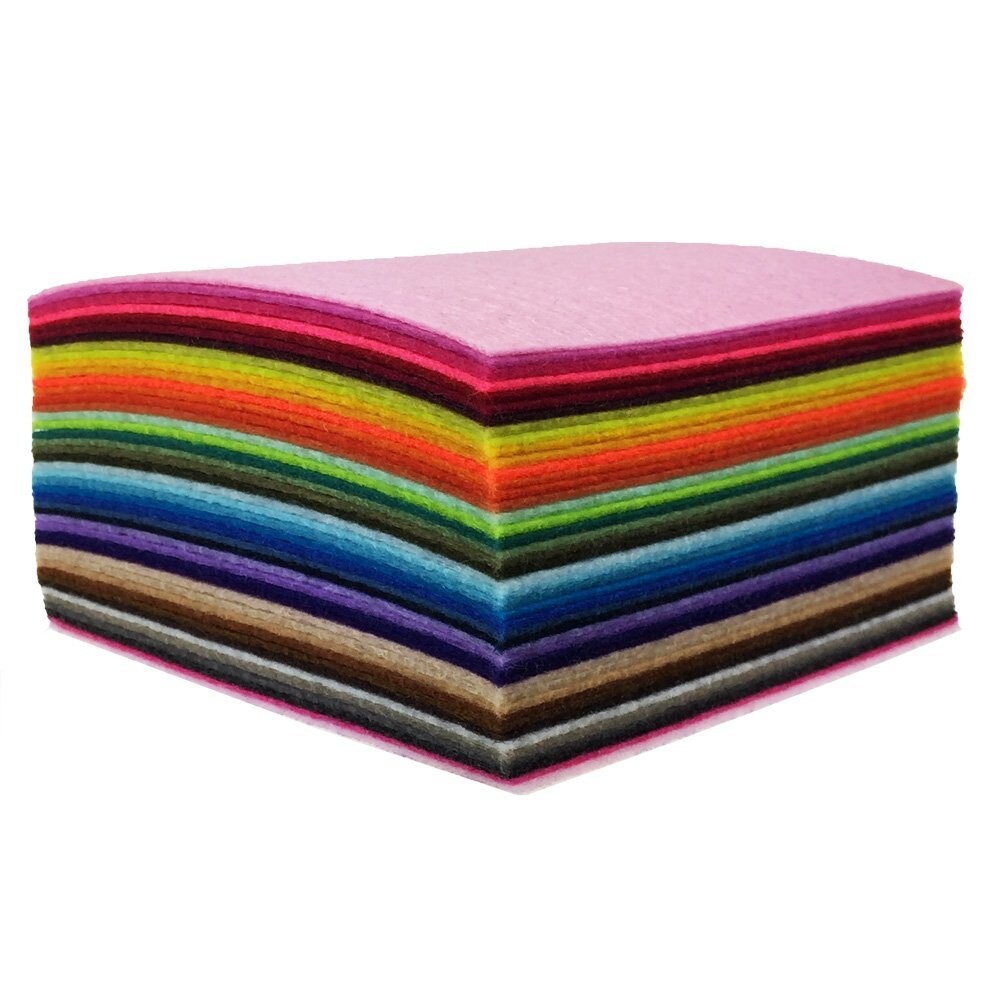 44PCS 4 x 4 inches (10 x10cm) Assorted Color Felt Fabric Sheets Patchwork Sewing DIY Craft 1mm Thick