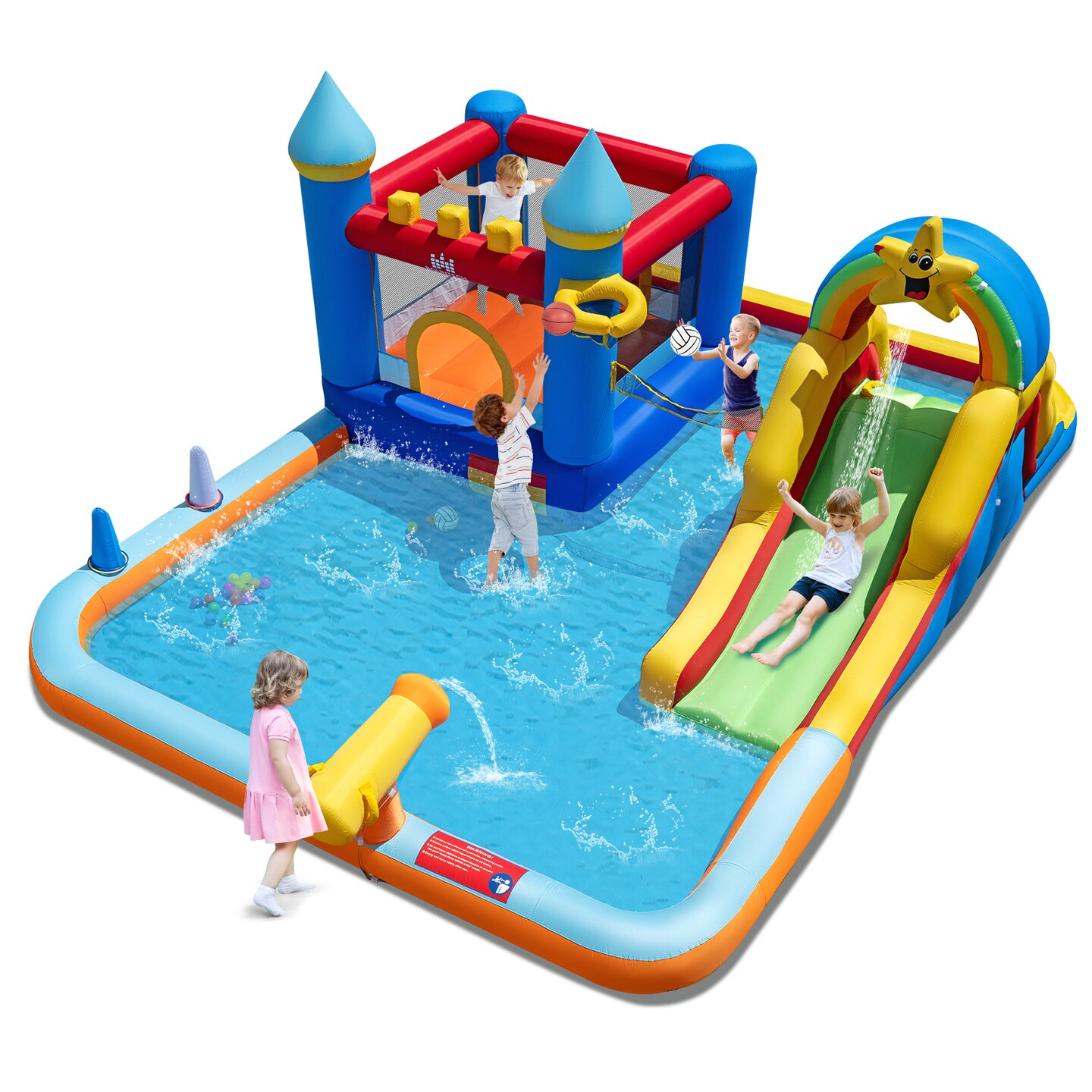 Colorful Inflatable Water Park Slide Bouncer Jumping Mat Climbing Wall for Kids
