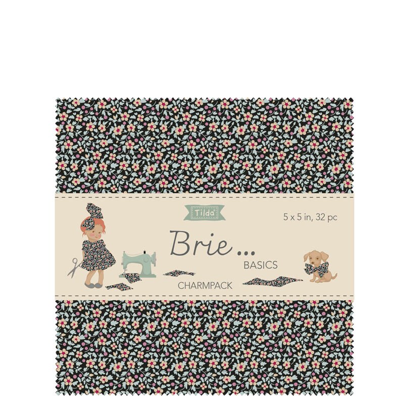 Tilda Brie Basics Charm Pack 5" squares - 32pcs (2 each design) - 100% Cotton