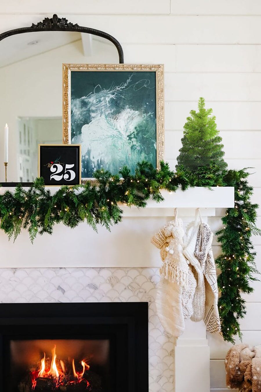 24&#x22; Tabletop Ombre Green Christmas Tree with Plastic Stand