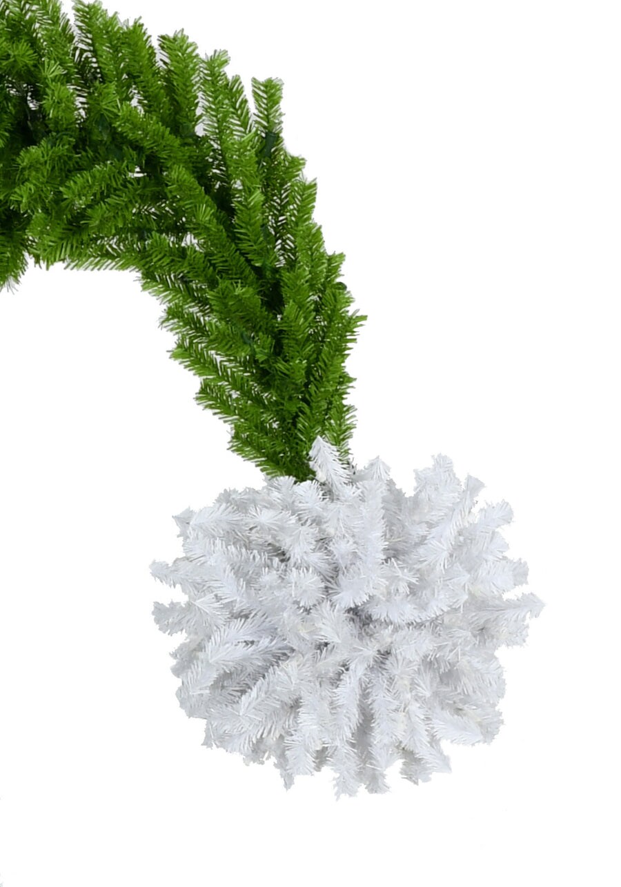 9&#x27; Green and White Grinch-Inspired Christmas Tree with 1992 Tips and Metal Stand DIA 44&#x22;