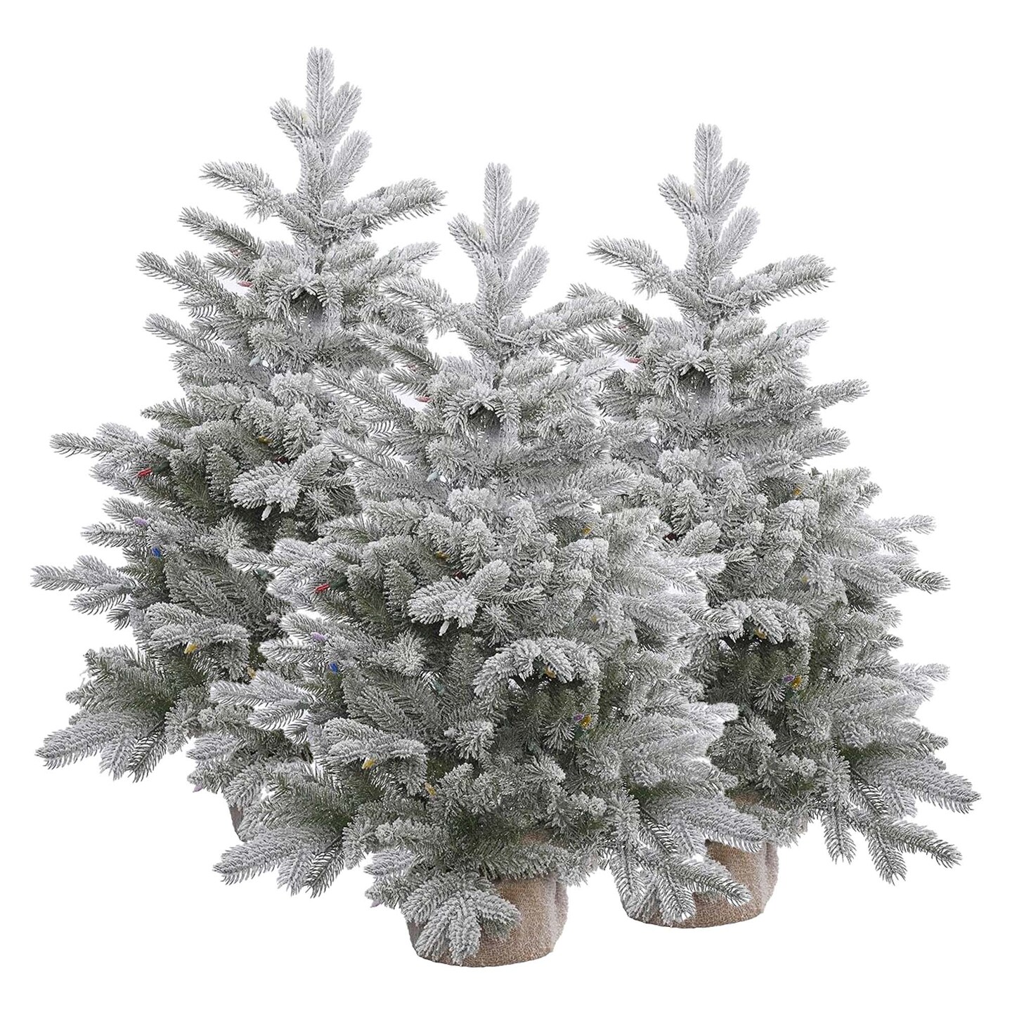 3FT burlap Snow Flock table top tree