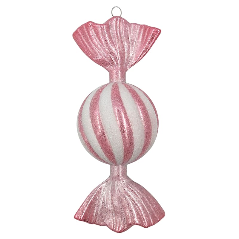 6.3" Pink & White Candy Shatterproof Ornaments – Set of 2 Sweet Christmas Decorations