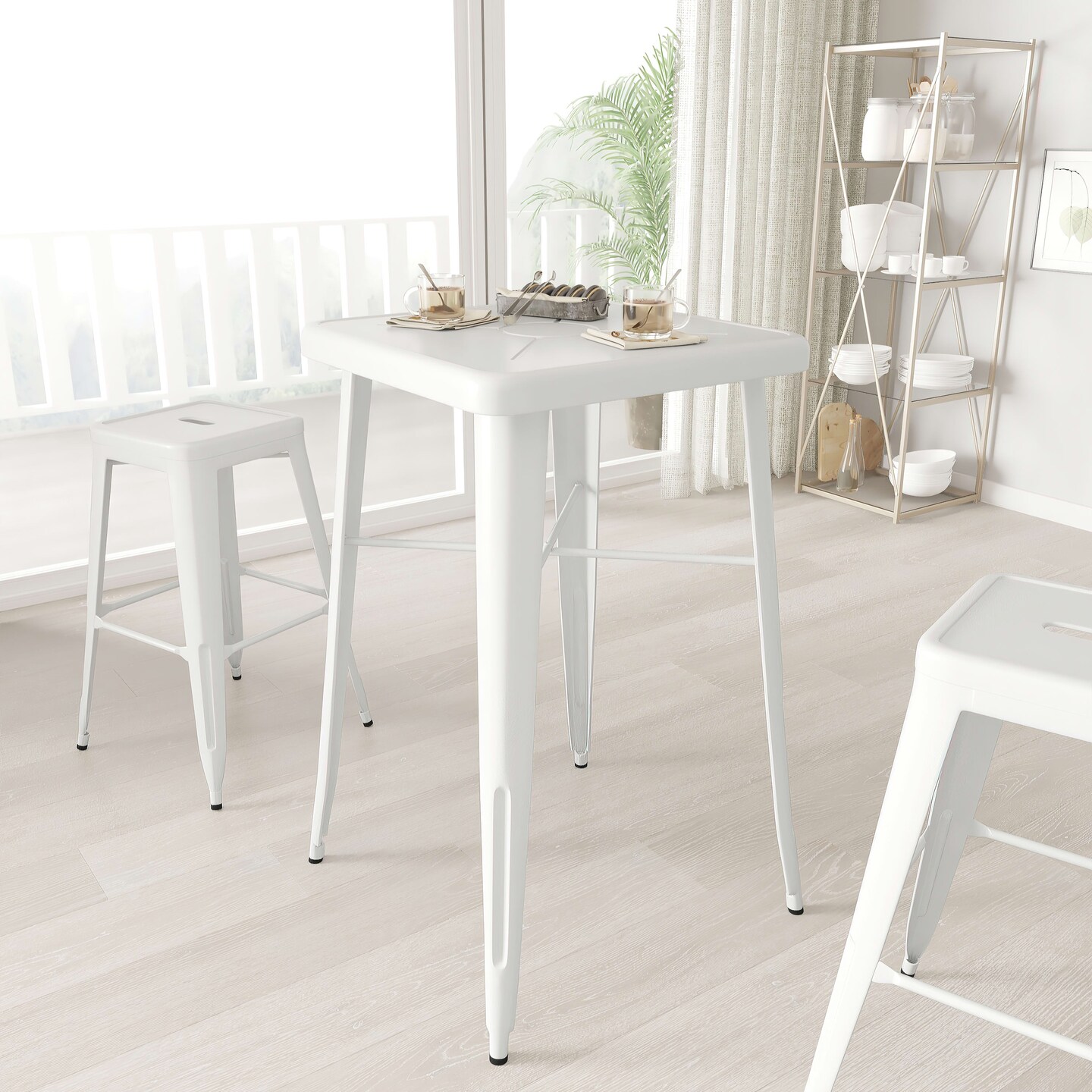 Merrick Lane Retta Patio Dining Table with Metal Frame and Square Top