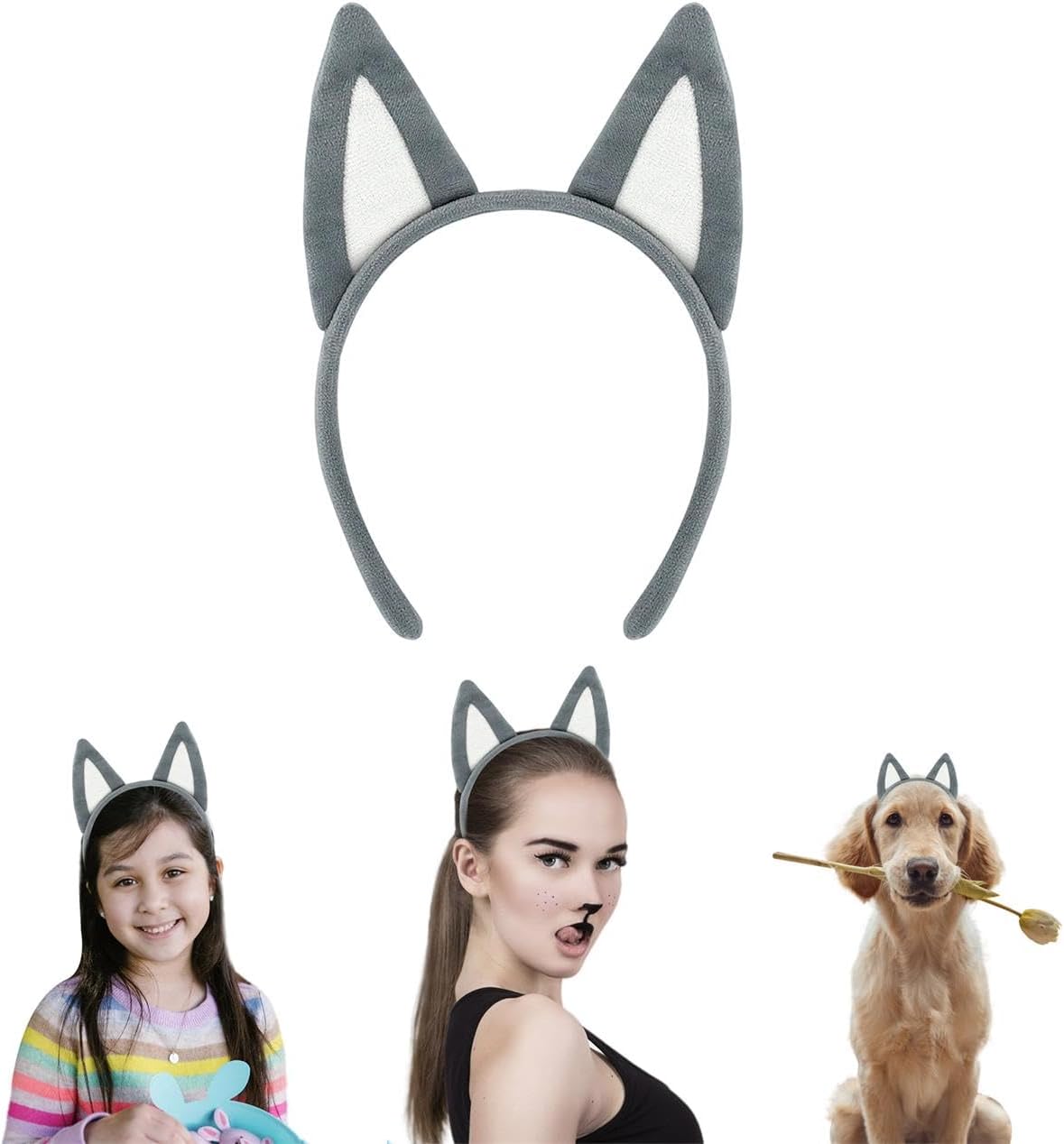 Animals Ears Headband Handmade Realistic Wolf Dog Costume Accessories for Cosplay Party Supplies Halloween Costume