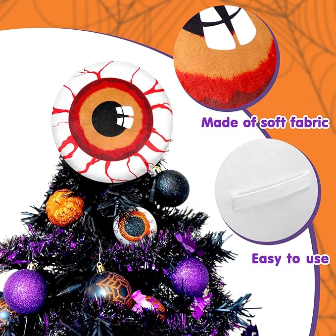 Halloween Tree Topper Eyeball Decor Halloween Christmas Tree Decorations Indoor Red Spooky Eyeball Design Halloween Tree Ornament Party Supplies