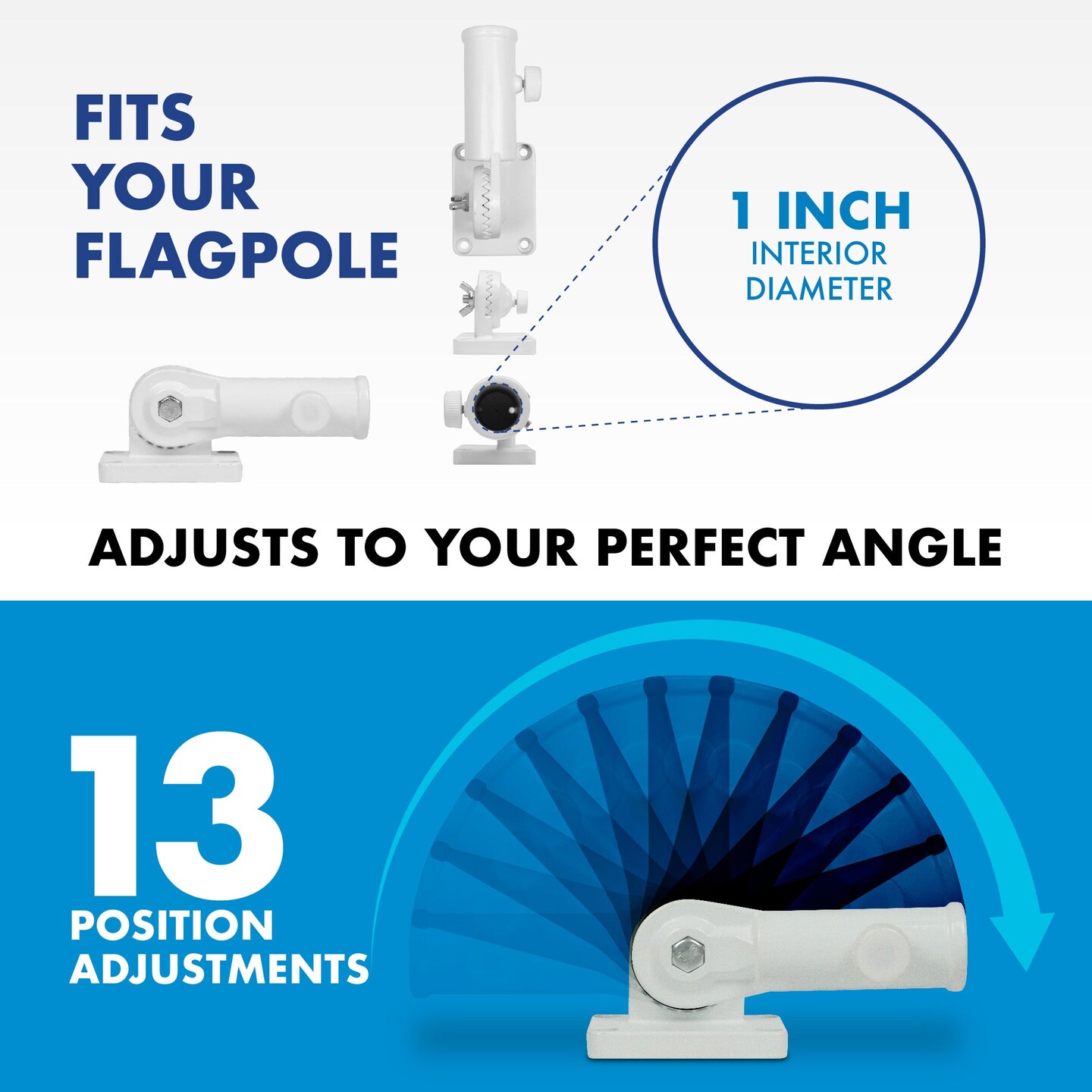 G128 6 Ft Tangle Free Aluminum Spinning Flagpole (White)