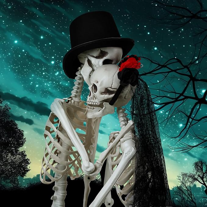 4 Pcs Giant Halloween Skeletons Life Size Decoration 6ft 5.4ft 1.3ft Poseable Skeleton Full Body Plastic Halloween Bones Haunted House Props Outdoor Yard Garden Creepy Halloween Decoration