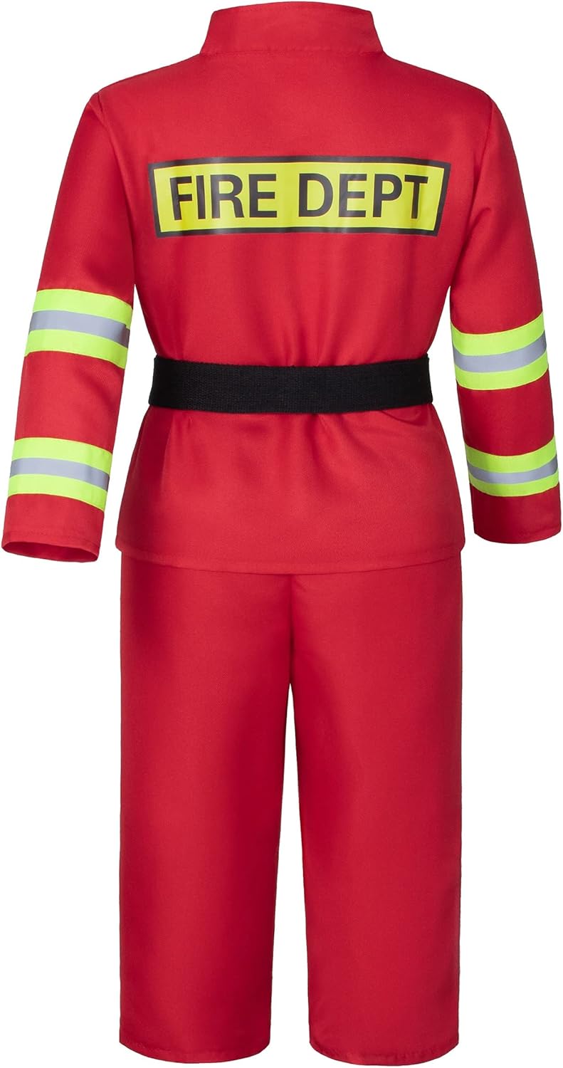Kid&#x27;s Fireman Firefighter Costume Toys with Complete Accessories for Boys and Girls Birthday Halloween Party Dress Up