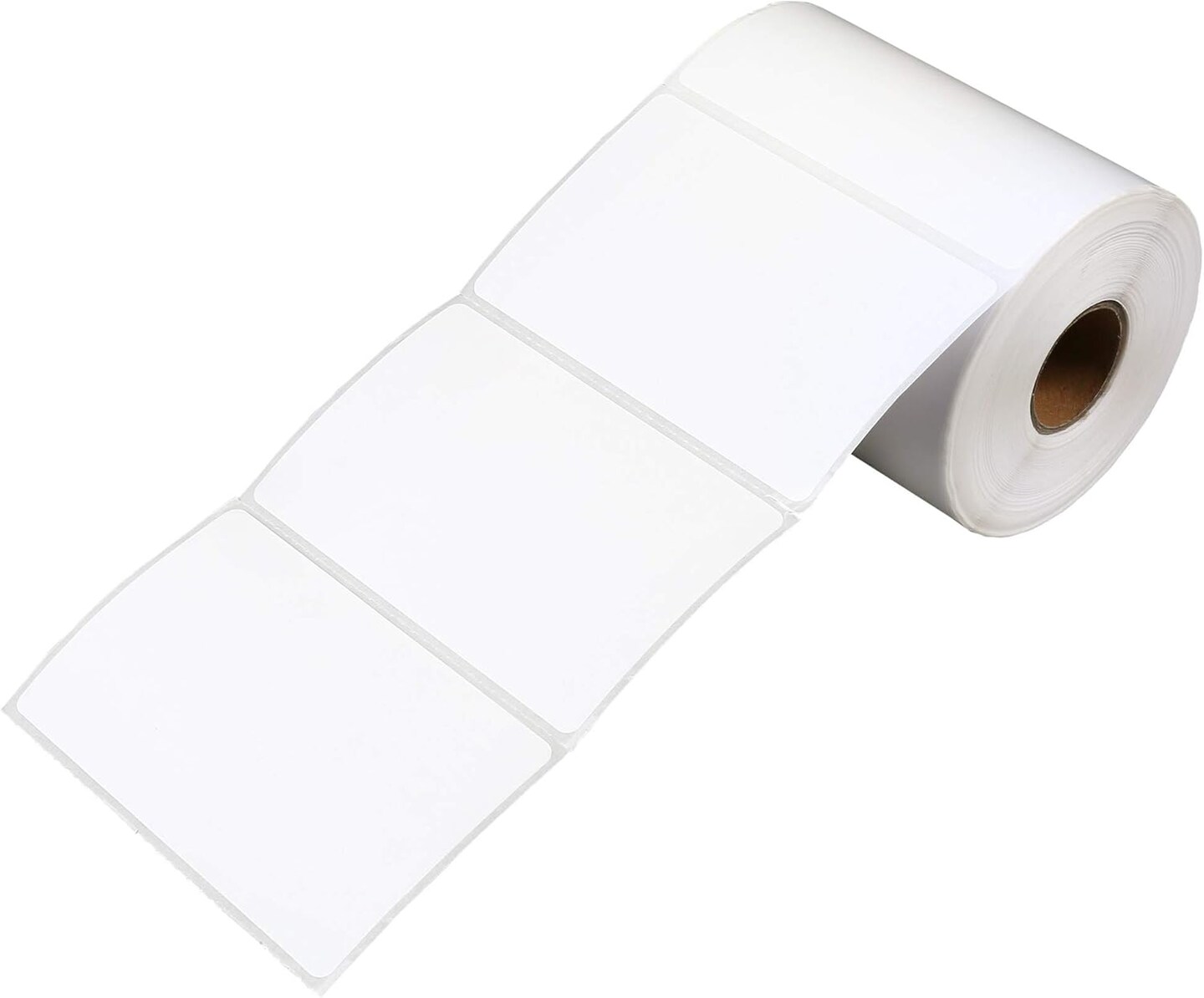 500 Pack Blank Name Tag Stickers Roll, 3.5" x 2.25" White Self-Adhesive Labels with Perforated Tear Line, Writable Name Labels for School, Office, 