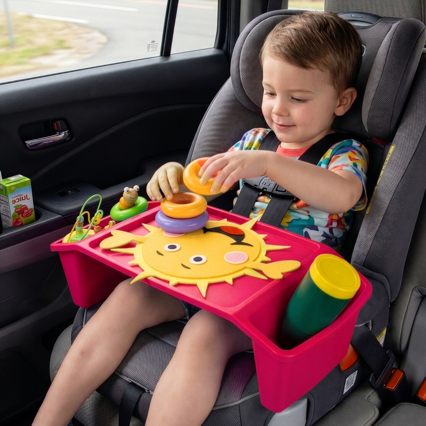 Basicwise Activity Desk Table with Built-In Cup Holder and Storage