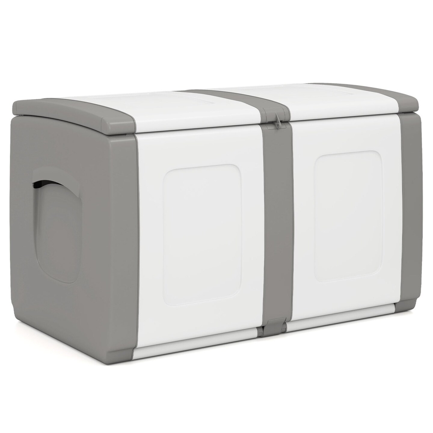 53 Gallon Outdoor Storage Deck Box Waterproof PP Resin Patio Storage Chest Bench Cushion Toy Box for Garden Balcony Poolside Organizer Container